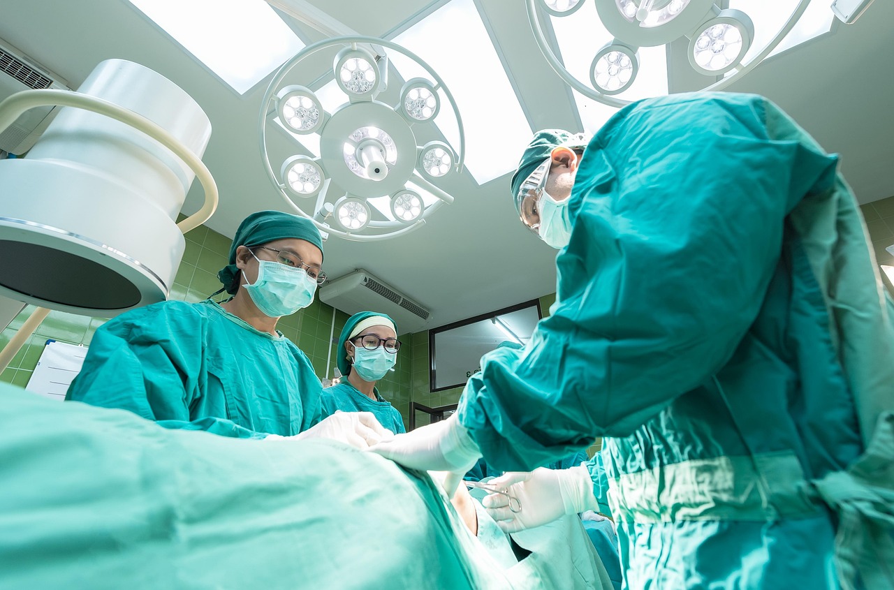 Healthcare professionals at work in an operating theatre
